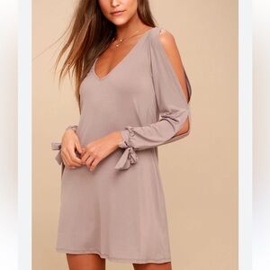 Lulus Glory of Love Taupe Cut Out Shift Dress XS